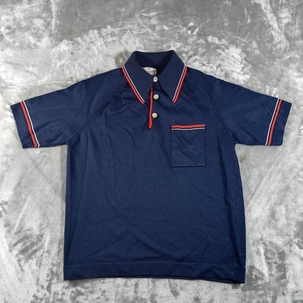 Vintage Donegal Colesta Polo Shirt Men Medium Striped 60s Dagger Collar Disco